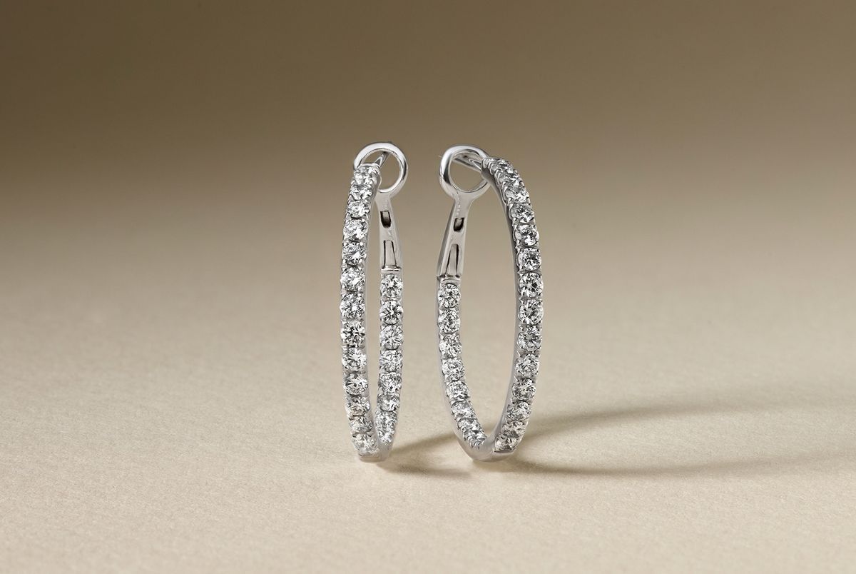 A pair of diamond Hoop Earrings