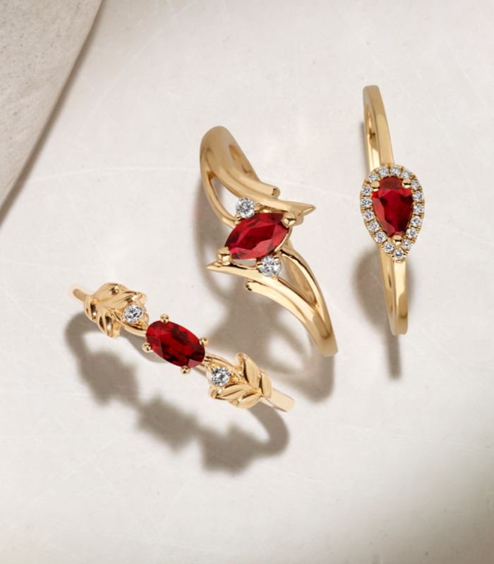 A collection of ruby rings