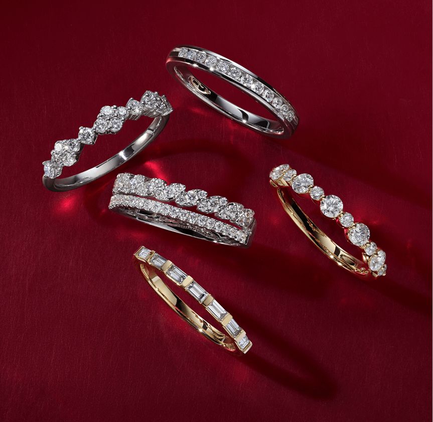 A collection of diamond wedding bands