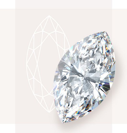 A marquise diamond on a colored background