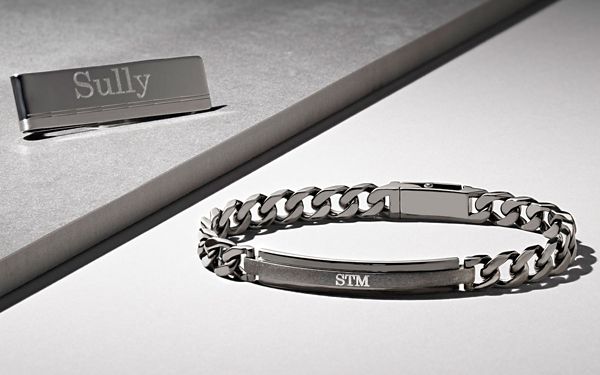 Christmas Gifts for Him - Silver Men's ID Bracelet - Gifts for Men - Name Bracelets - Engraved Bracelets for Men - Christmas Gifts for Guys