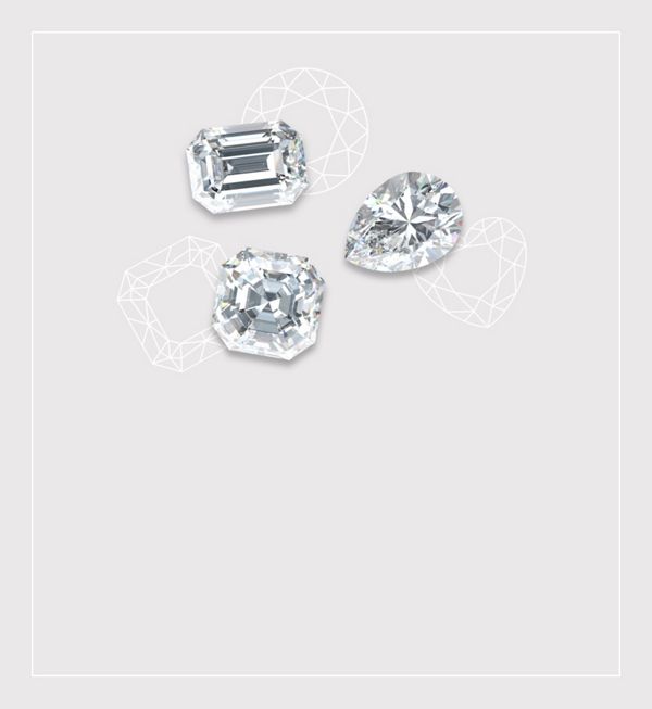 Mobile Image of loose diamonds of different shapes