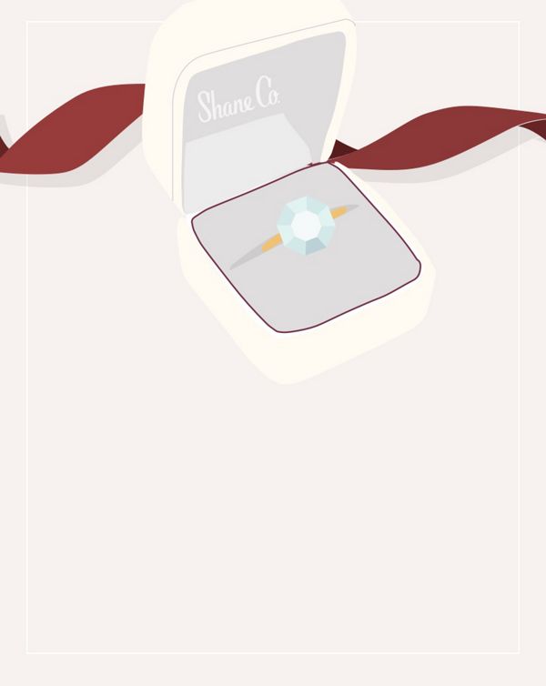 Mobile Image of an illustration of an engagement ring in a ring box 