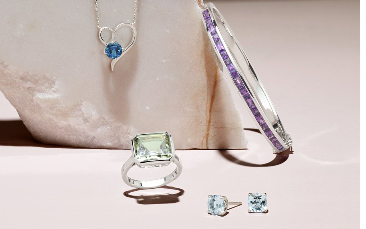 A collection of gemstone jewelry