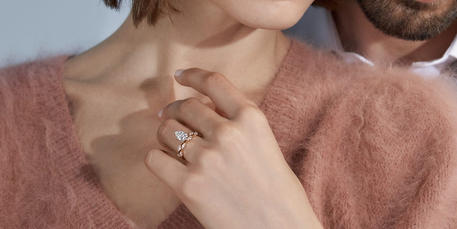 Woman wearing an engagement ring