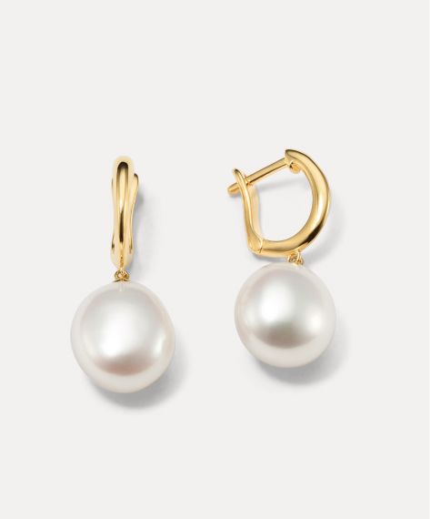 Baroque Cultured Freshwater pearl Vermeil Hoops...