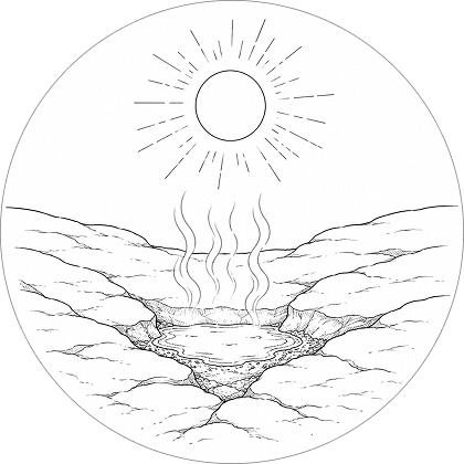 A sketch of water evaporating from a puddle