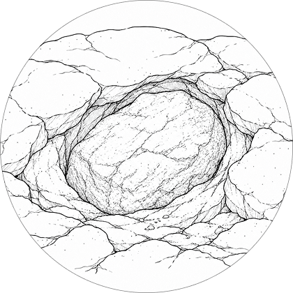 A sketch of an opal forming in the ground