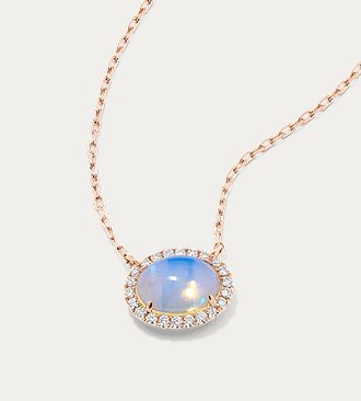 A Portia Opal & Diamond Halo Pendant