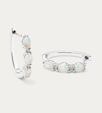 A Pair of Opal & Diamond Hoops