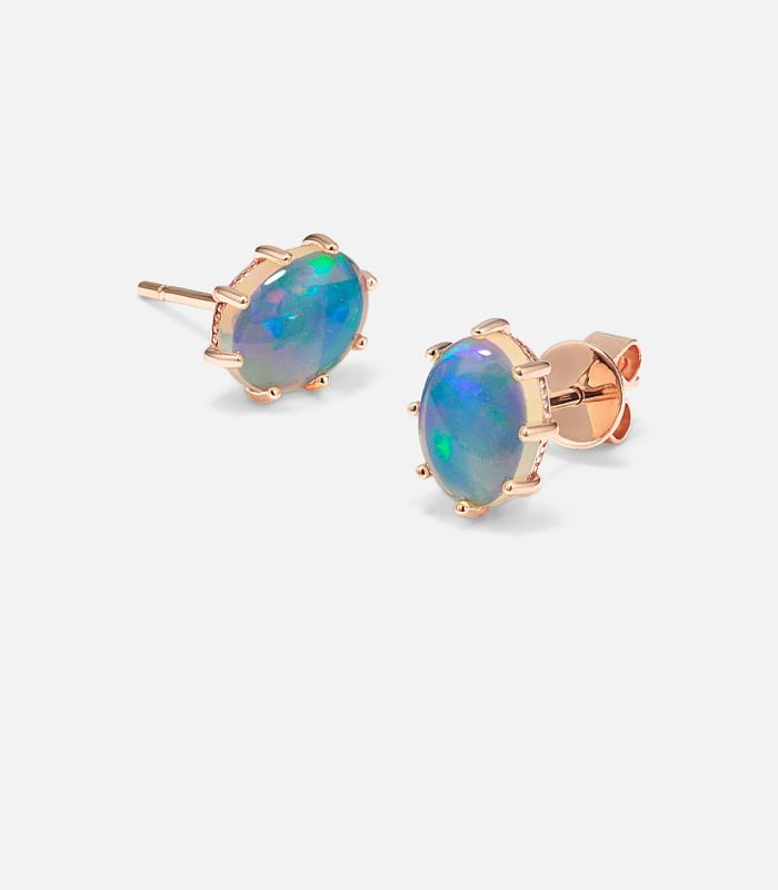 A pair of opal earrings