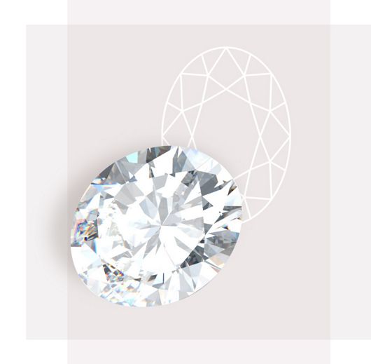 An oval diamond on a colored background