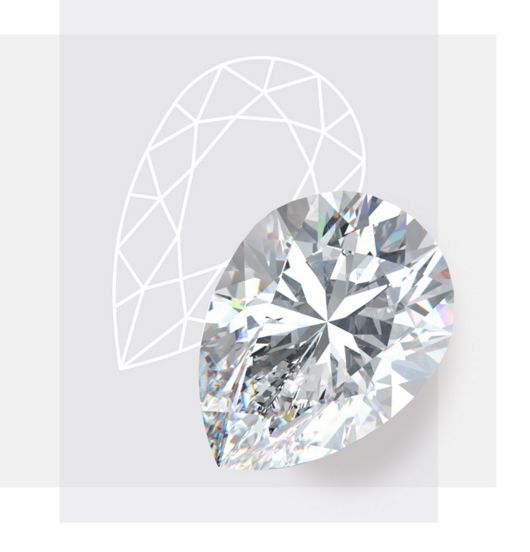 A pear-shaped diamond on a colored background