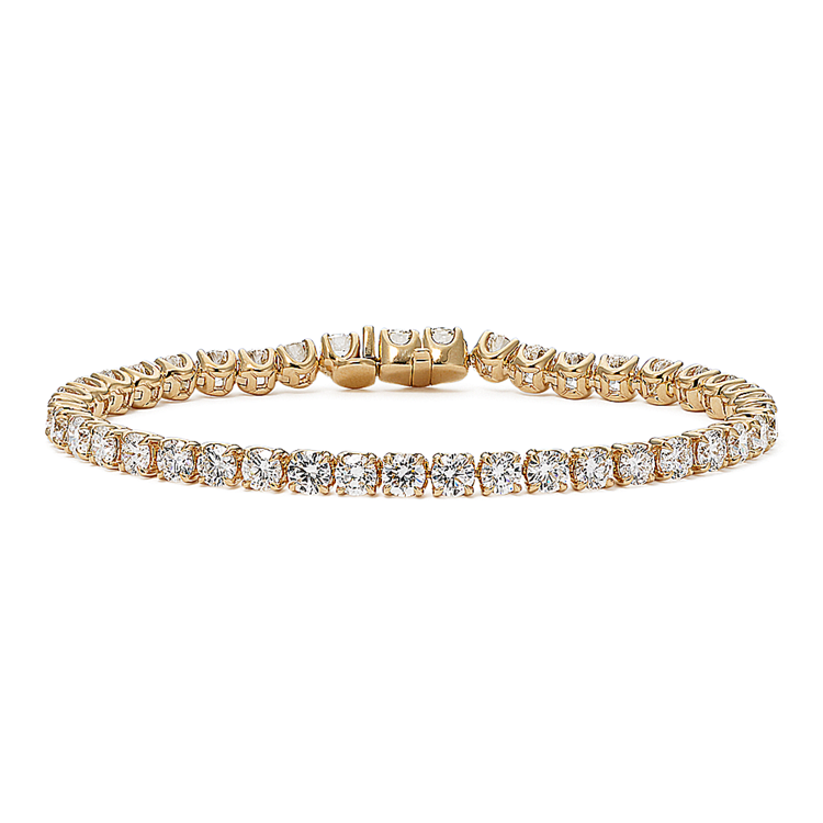 14K Yellow Gold Large Diamond Straight Line Classic Vintage Tennis Bracelet  7