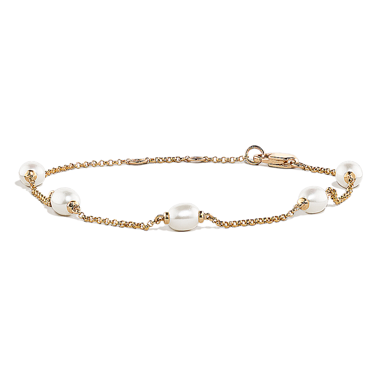 SALE ☆別注♥️ORDER K18WG×PEARLブレスレット ムーンレーベル 公式] パール ブレスレット 真珠 7.0mm Pastel