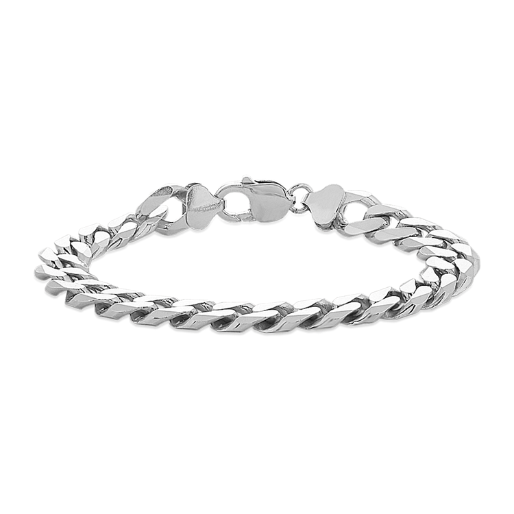 9 in Classic Mens Curb Bracelet in Sterling Silver (10.8mm)