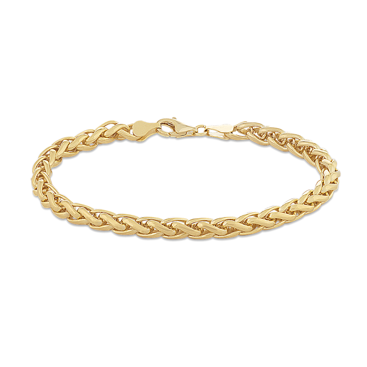 9 in Mens Wheat Bracelet in Vermeil 14K Yellow Gold (5.5mm)