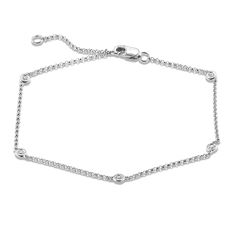 Ambrose Bezel-Set Natural Diamond Bracelet in 14k White Gold (8 in)