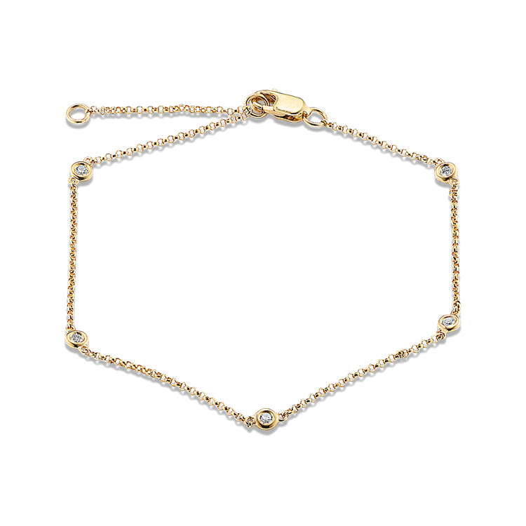 Bezel-Set Natural Diamond Bracelet in 14k Yellow Gold (8 in)