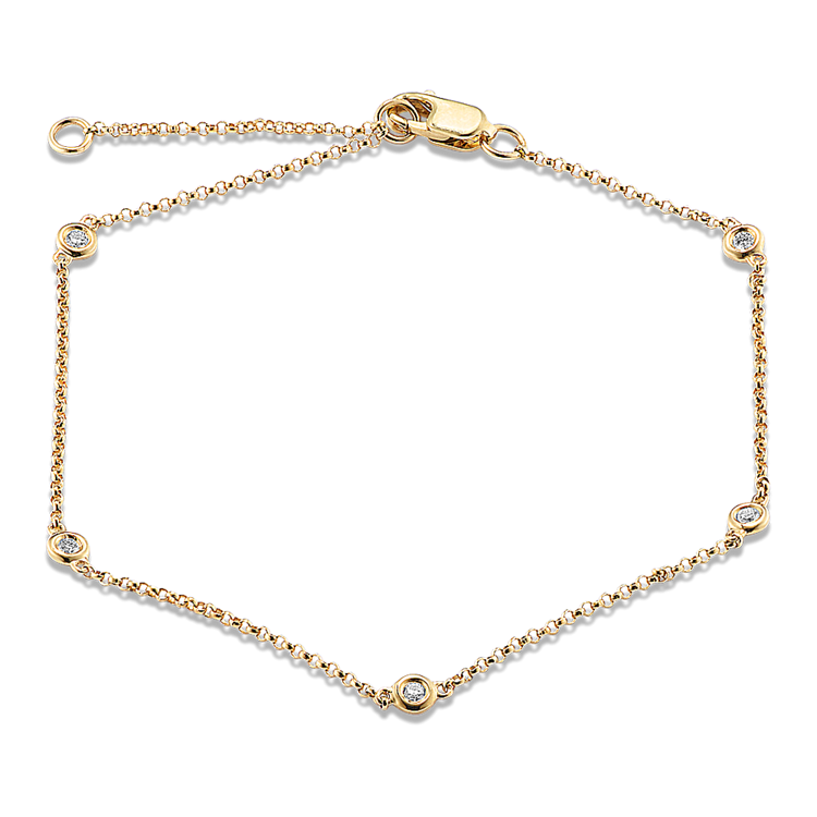 Ambrose Bezel-Set Natural Diamond Bracelet in 14k Yellow Gold (8 in)