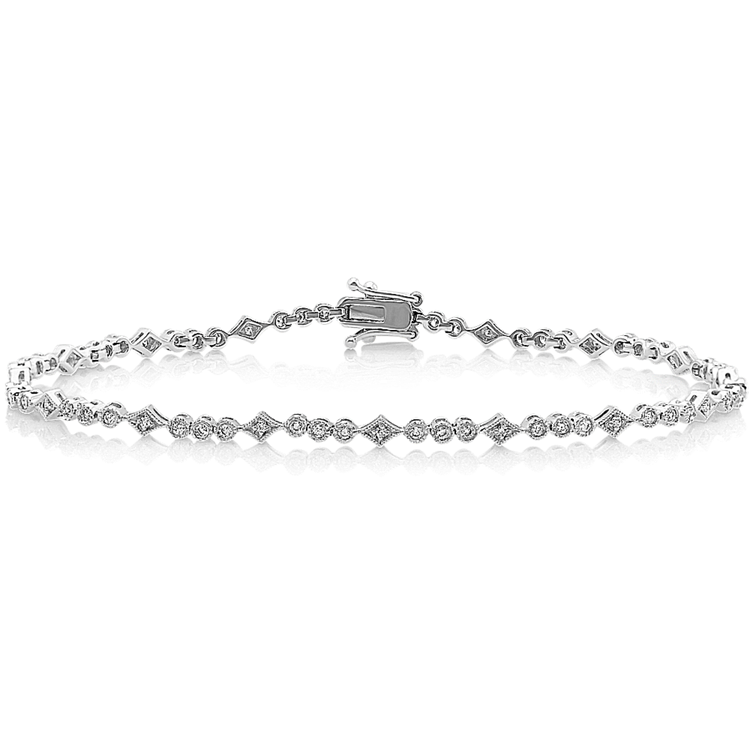 Bezel-Set Natural Diamond Bracelet with Milgrain Detail (7 in)