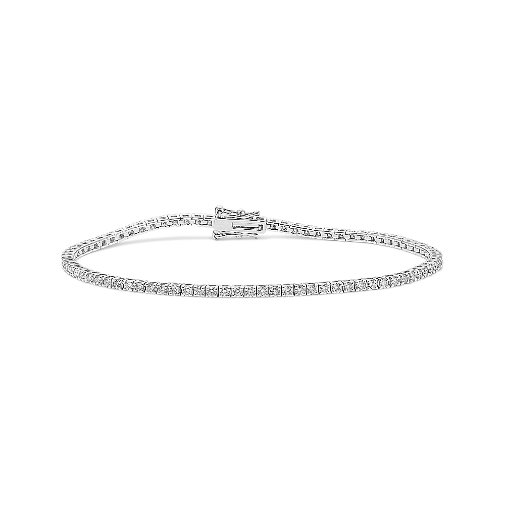 Diamond Lined Bracelet in 14k White Gold (7 in)