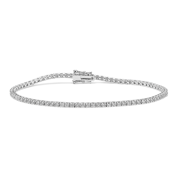 Natural Diamond Lined Bracelet in 14k White Gold (7 in)