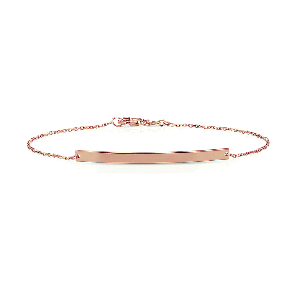 Horizontal Bar Bracelet in 14k Rose Gold (7 in)
