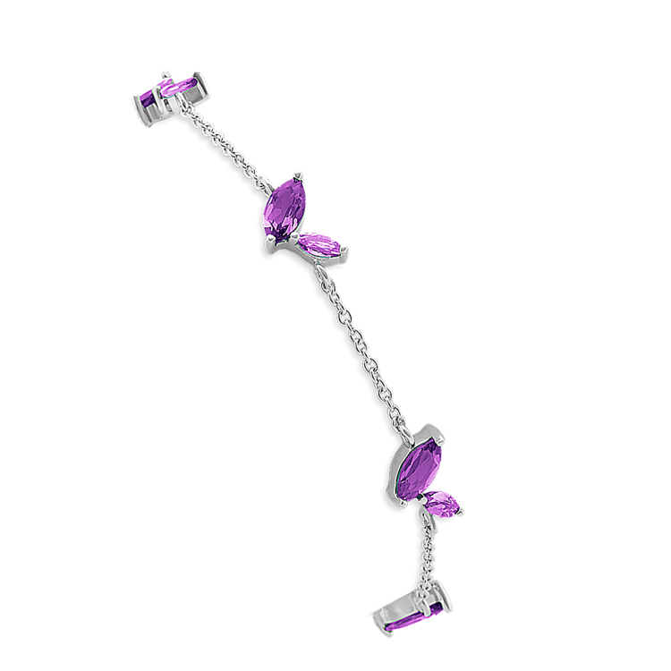 Marquise Purple Natural Amethyst Bracelet (7.5 in.)