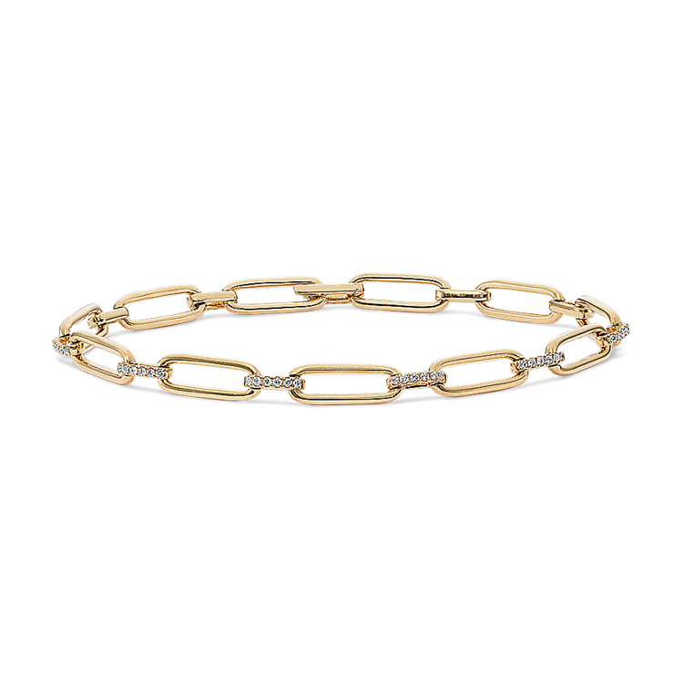 Montreal Natural Diamond Link Bracelet in 14K Yellow Gold (7 in)
