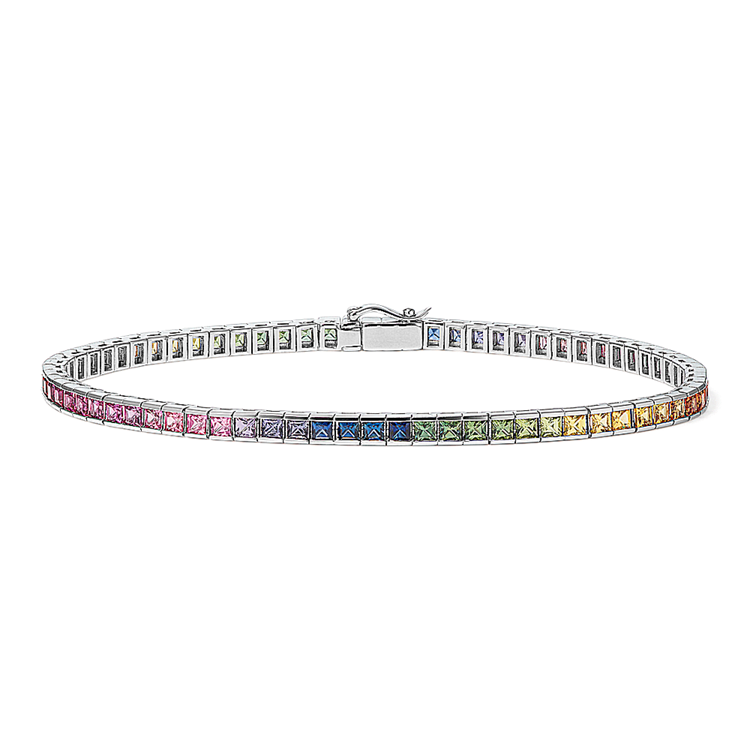 5 ct. Multi-Colored Natural Sapphire Tennis Bracelet (7.5 in)