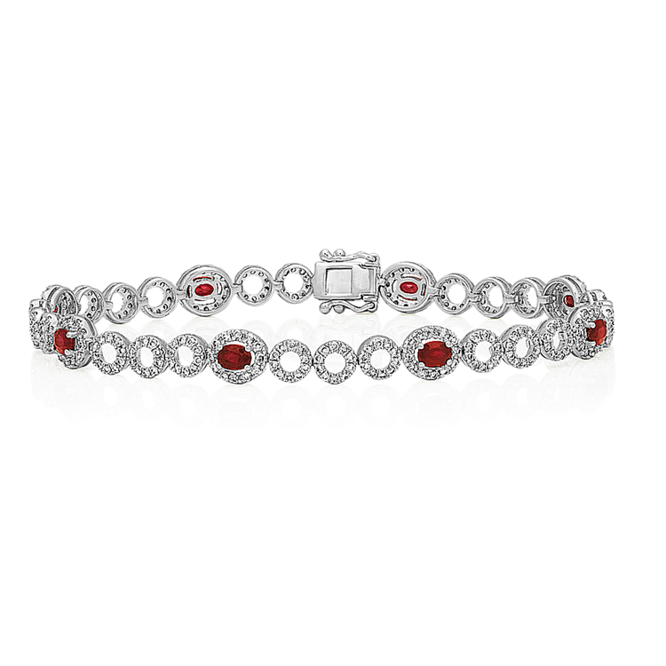 3 ct. t.g.w. Natural Ruby and Natural Diamond Bracelet (7 in)
