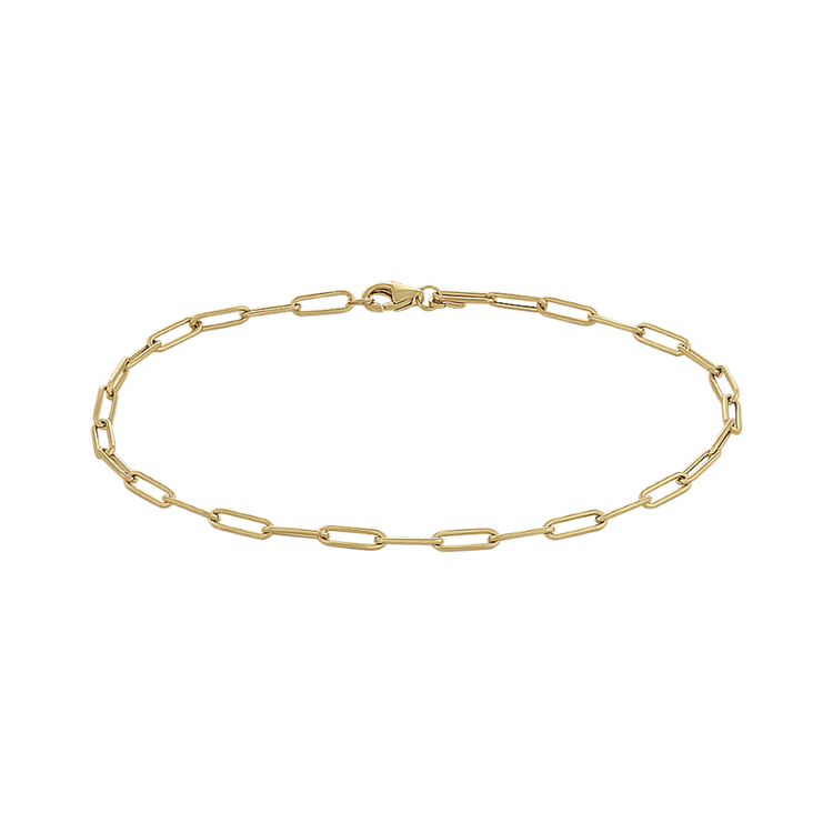 Paperclip Anklet in 14K Yellow Gold (9 in)