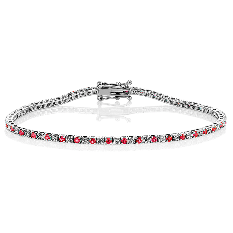 2 ct. t.g.w. Natural Ruby and Natural Diamond Tennis Bracelet (7 in)