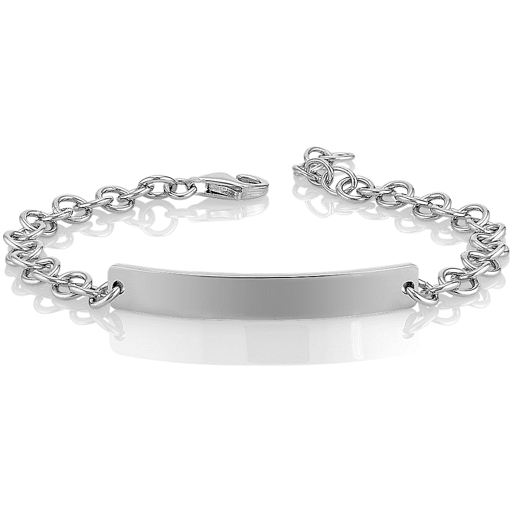 Sterling Silver Engravable Bar Bracelet (7 in)