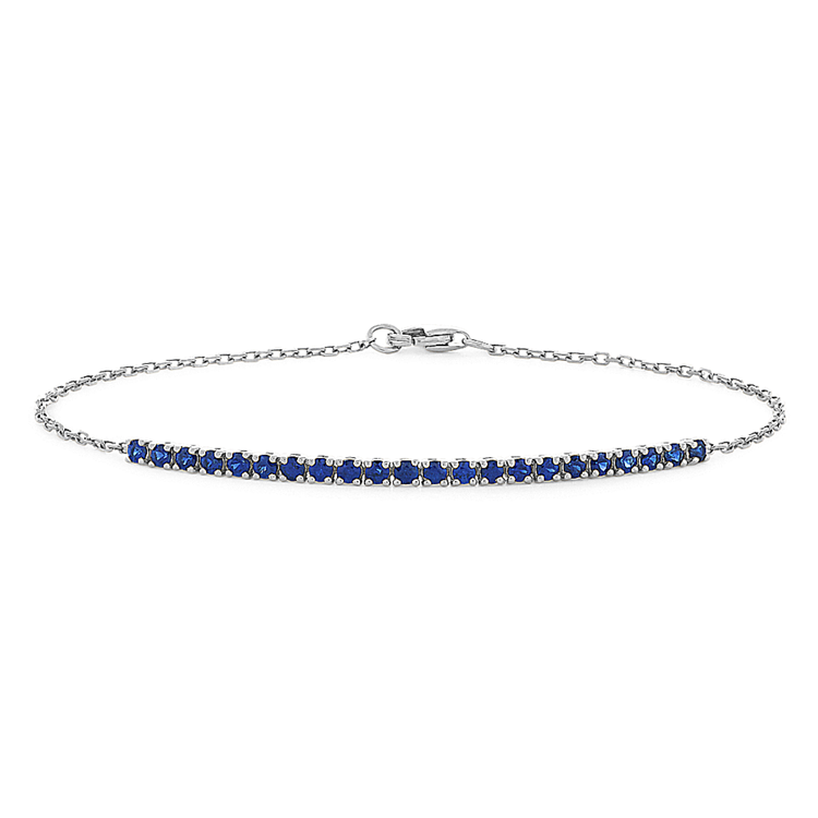 Traditional Natural Sapphire Bracelet in 14K White Gold (7 in)