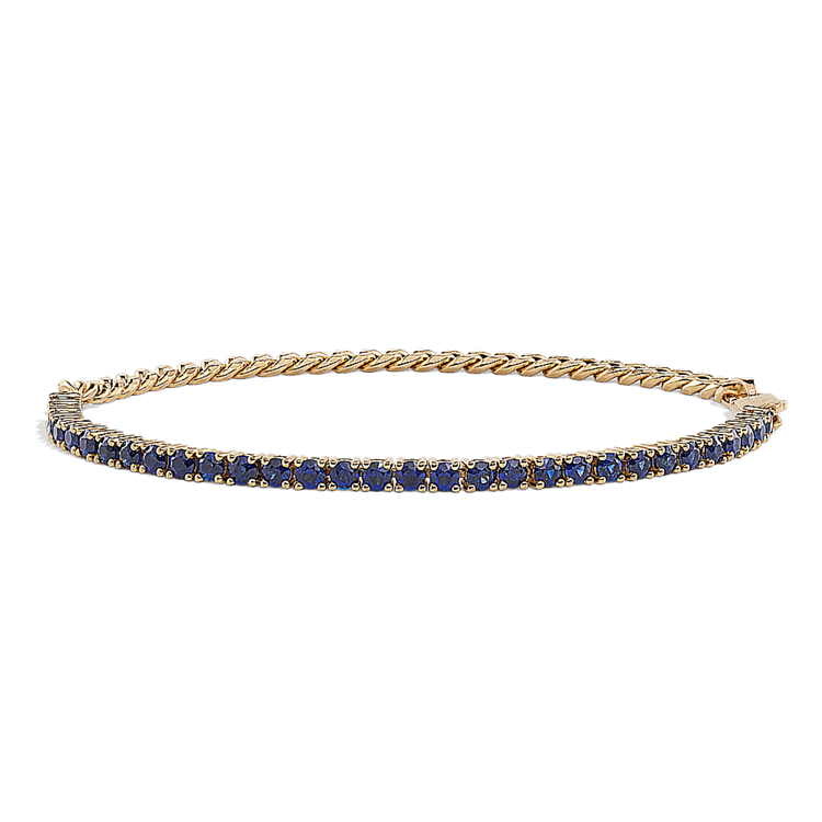 Varya Blue Natural Sapphire Curb Bracelet in 14K Yellow Gold (7 in)