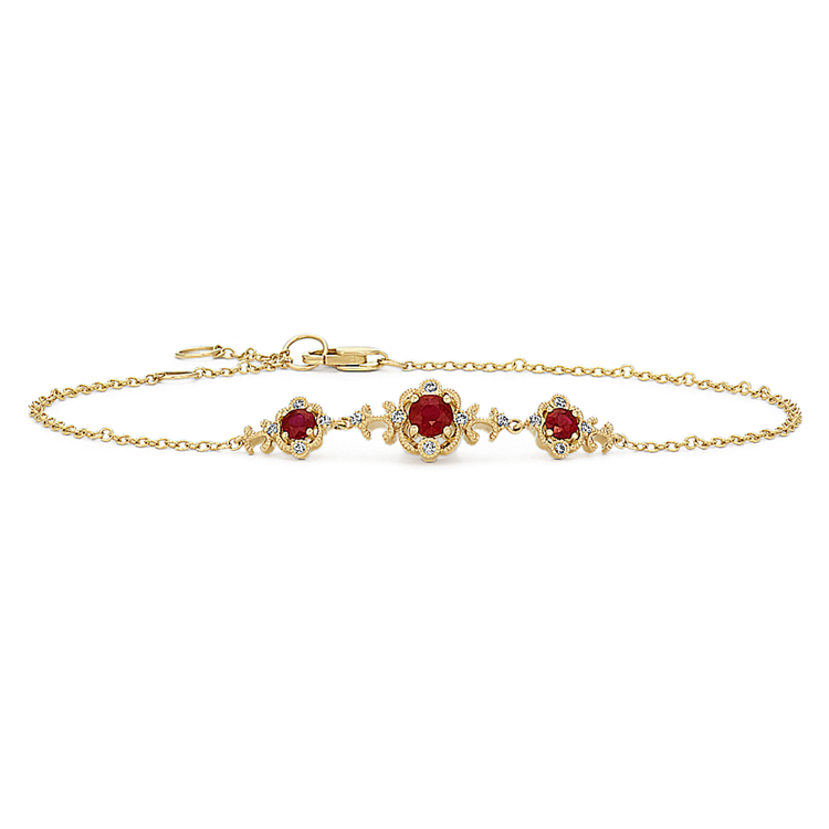 Vintage Natural Ruby and Natural Diamond Bracelet (7.5 in)