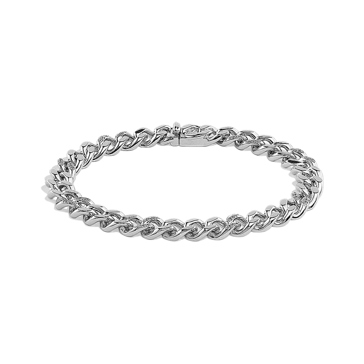 Breeze Natural Diamond Curb Bracelet in Sterling Silver (7.5 in)