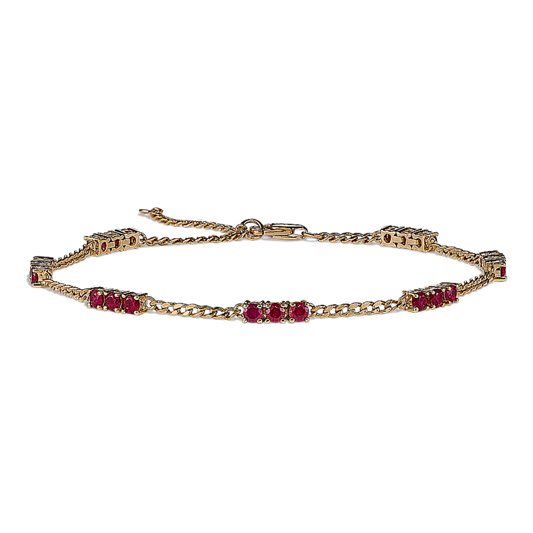 Natural Ruby Bracelet in 14K Yellow Gold (8 in)