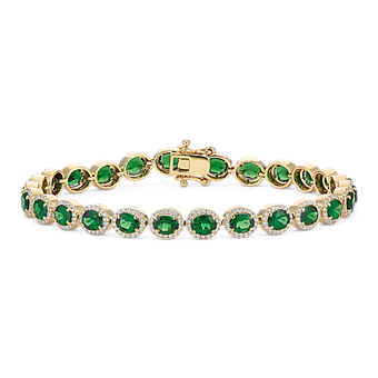★rosemont★ 14K Tsavorite Bracelet Labelle RL0200 14k Yellow Gold Baguette and Round Diamond Heart Bracelet