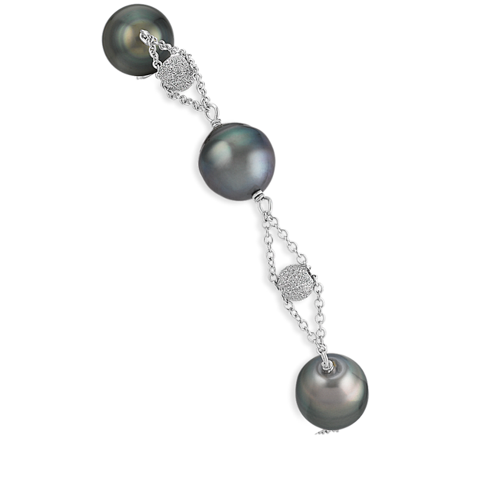 10mm Tahitian Cultured Pearl and Sterling Silver Bracelet (7.5 in)