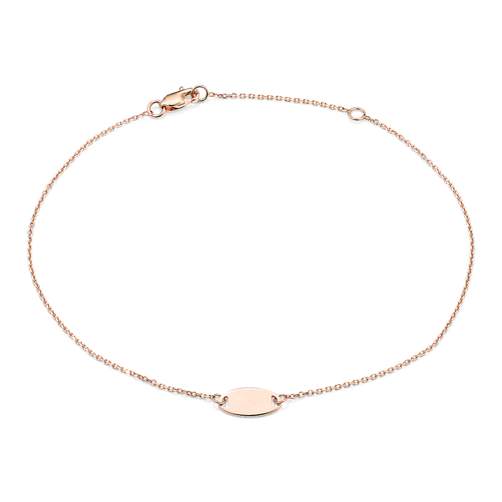 14K Rose Gold Oval Tag Bracelet