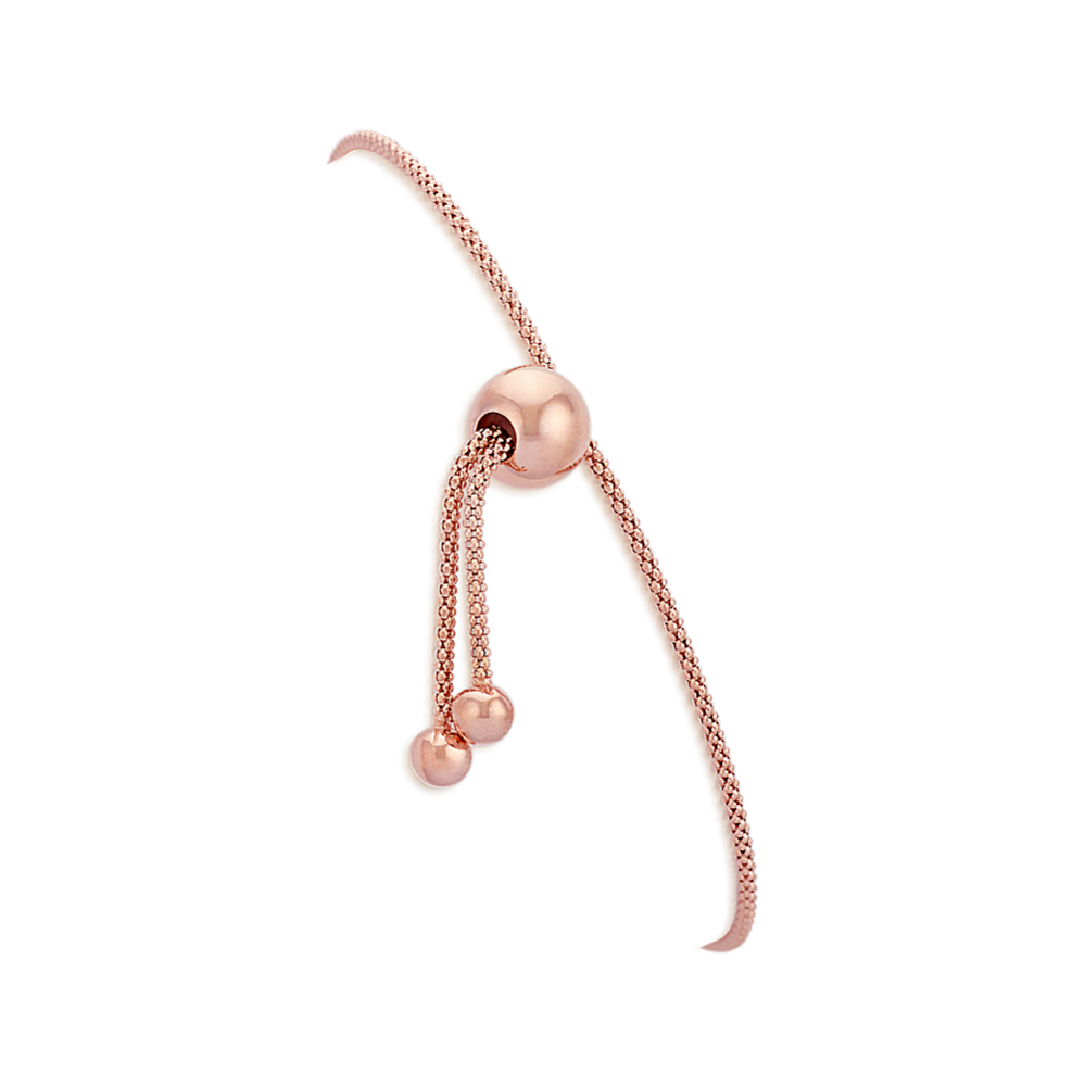 14k Rose Gold Adjustable Popcorn Chain Bracelet (9'')