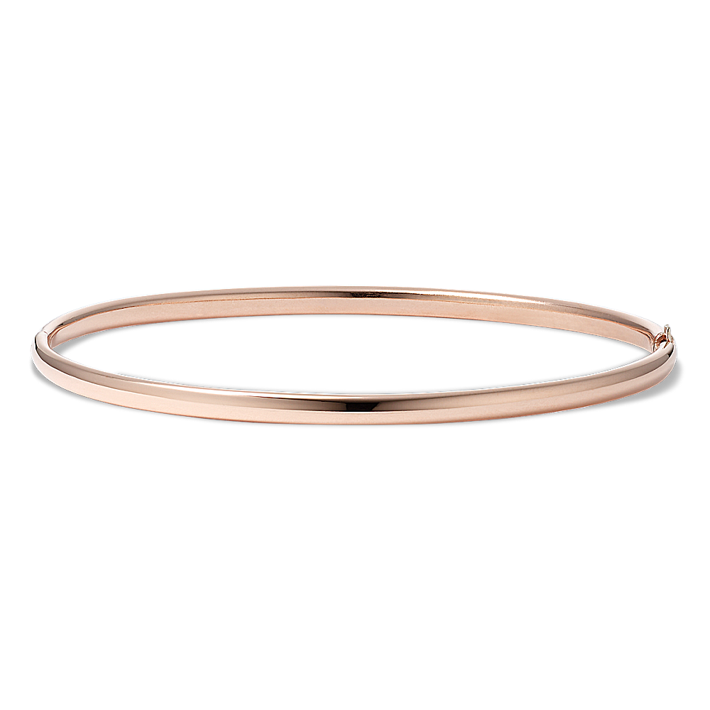 14K Rose Gold Ruby and Diamond Outline Bangle Bracelet