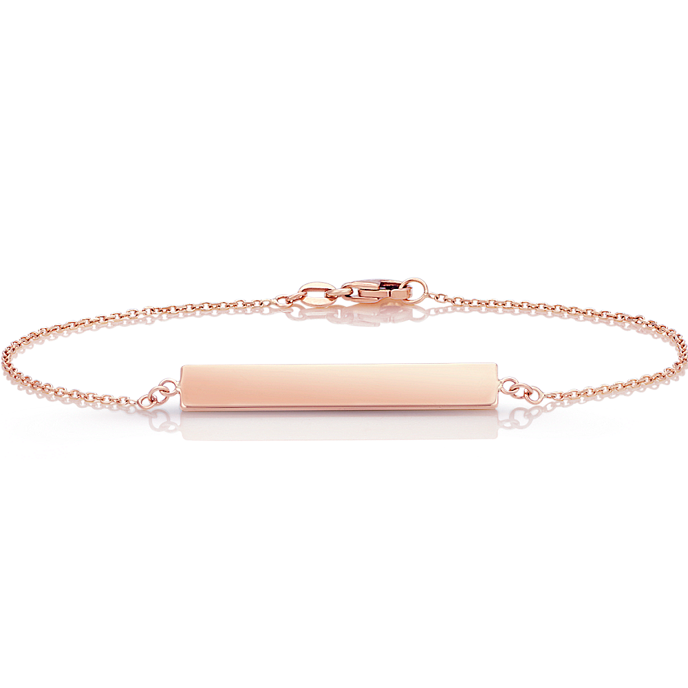 14k Rose Gold Bar Bracelet (7.5 in) Shane Co.