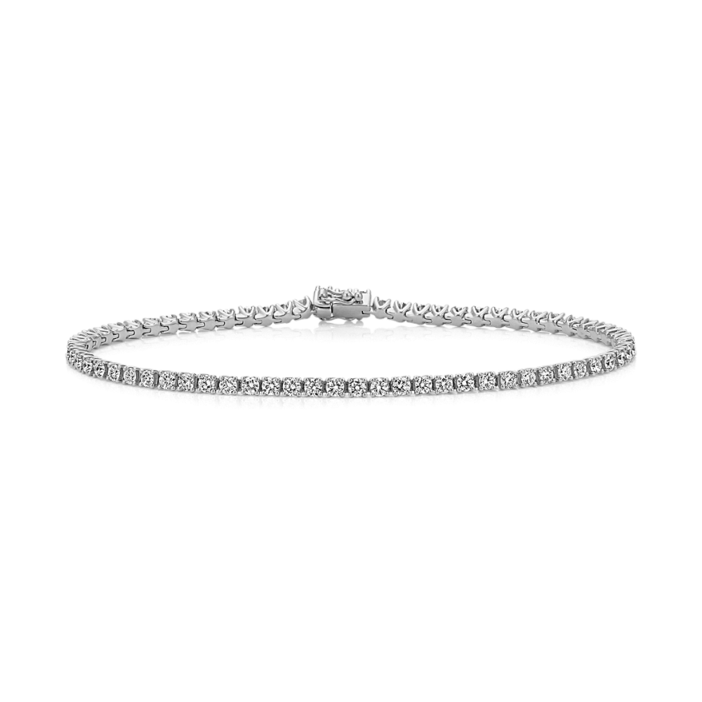 14k White Gold Natural Diamond Tennis Bracelet (8 in)