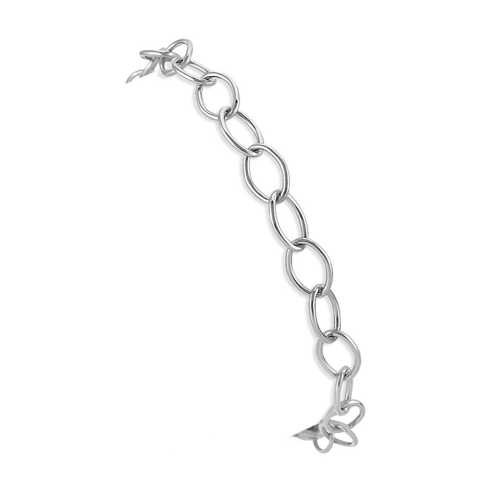 14k White Gold Infinity Charm Bracelet (7.25'')