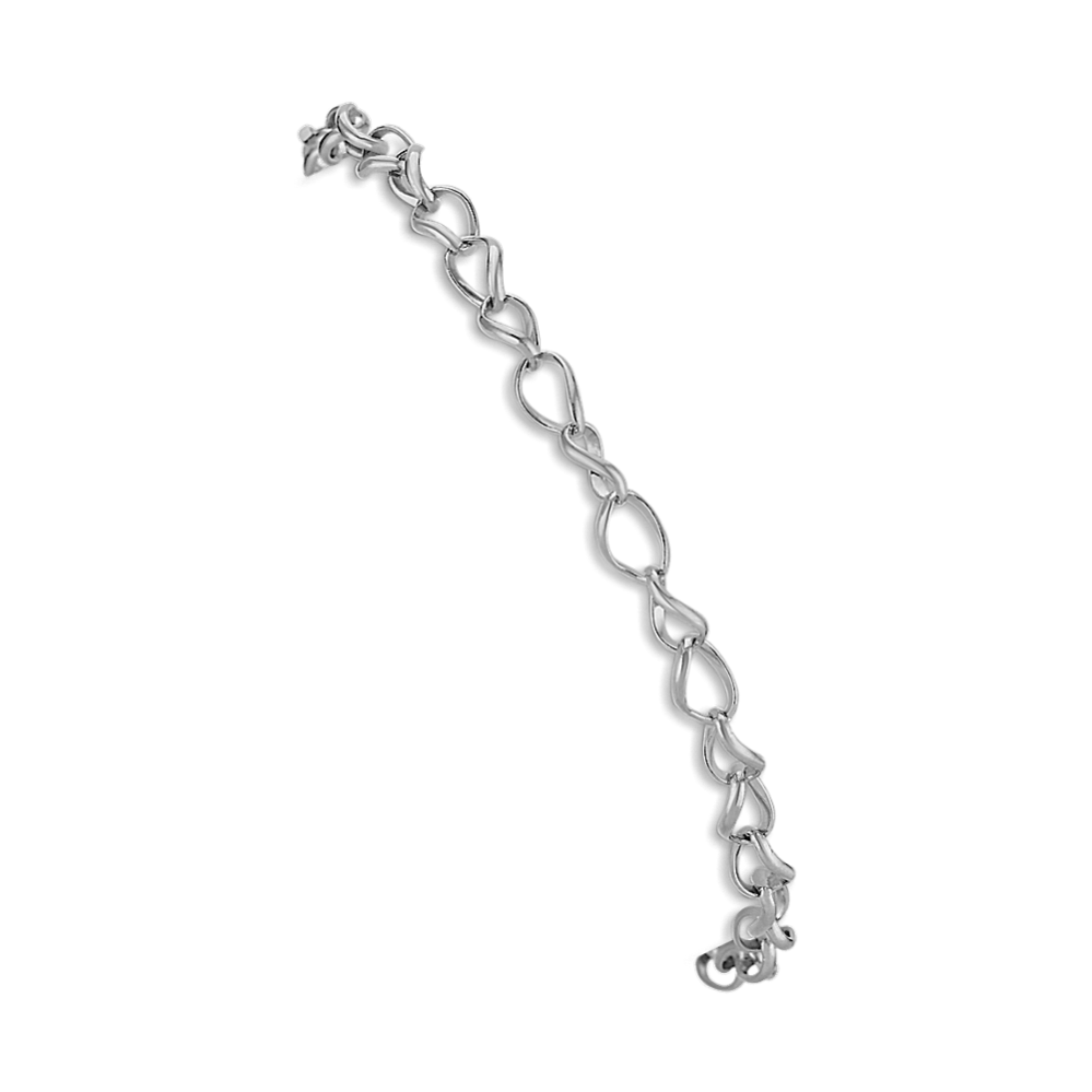 14k White Gold Twist Link Charm Bracelet (7.25 in)
