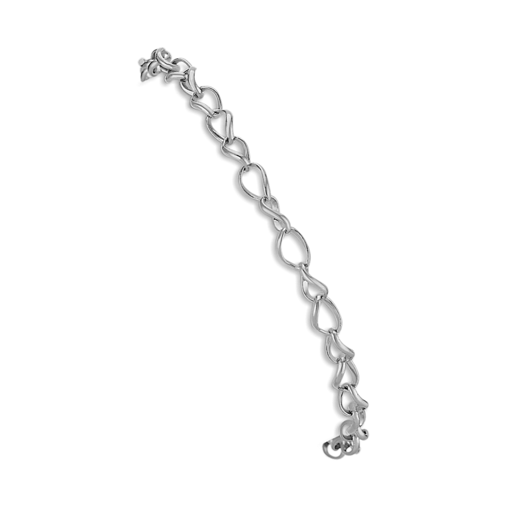 14k White Gold Twist Link Charm Bracelet (7.25'')